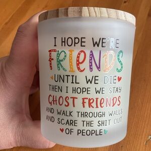FRIENDS & GHOSTS CANDLE 100% SOY NEW IN BOX VANILLA LAVENDER BESTIE GIFT FUNNY